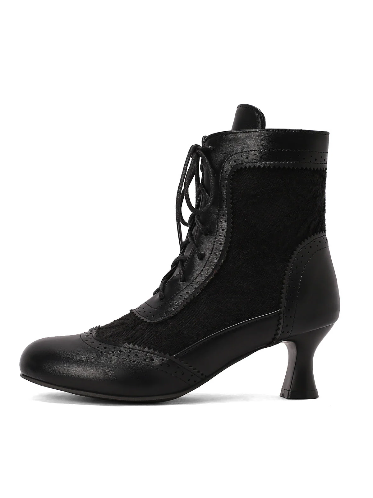 Vintage Leder Solide Spitze Stiefel mit Absatz - Image 4