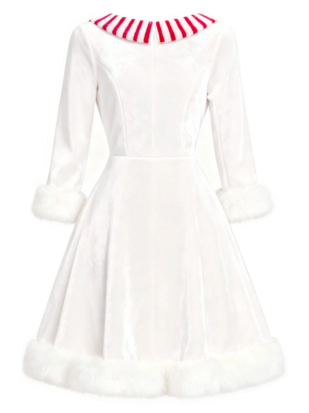 Rot & Weiß 1950er Weihnachten Schneemann Samt Kleid - Image 4
