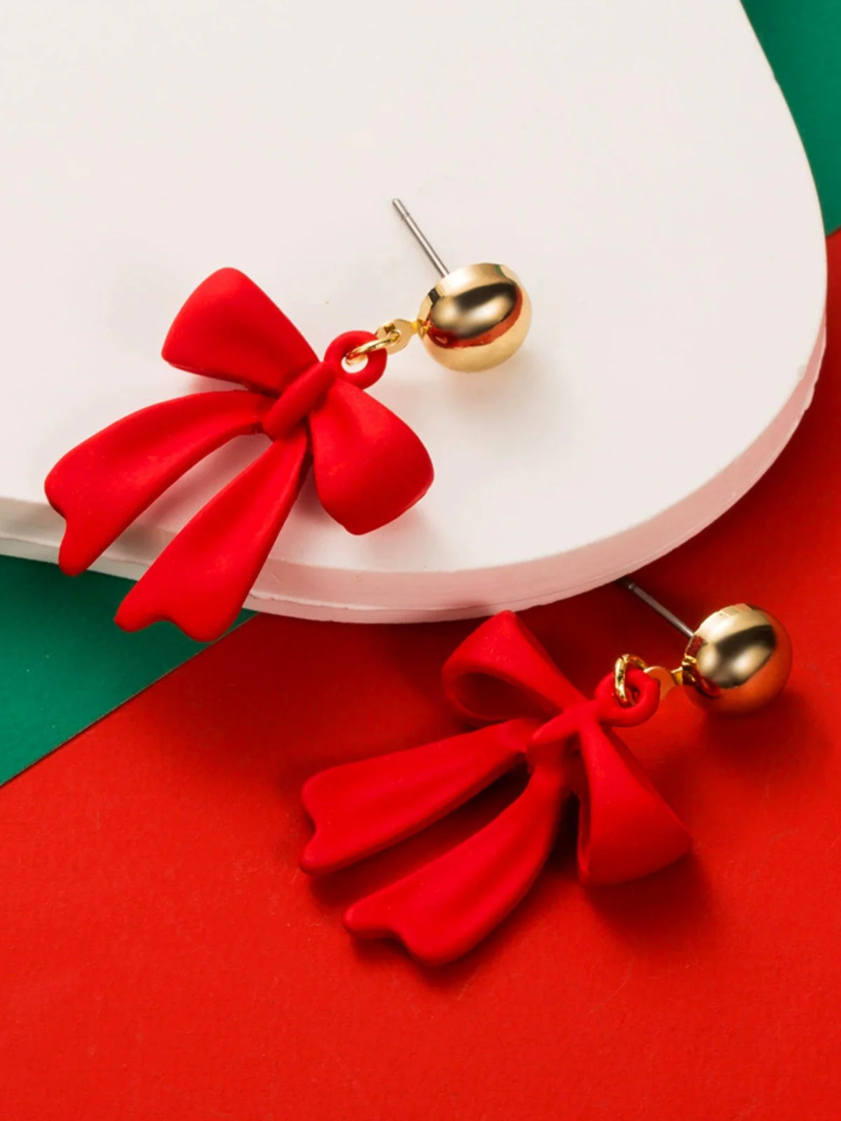 Rot Weihnachten Bogen Ohrhänger - Image 2