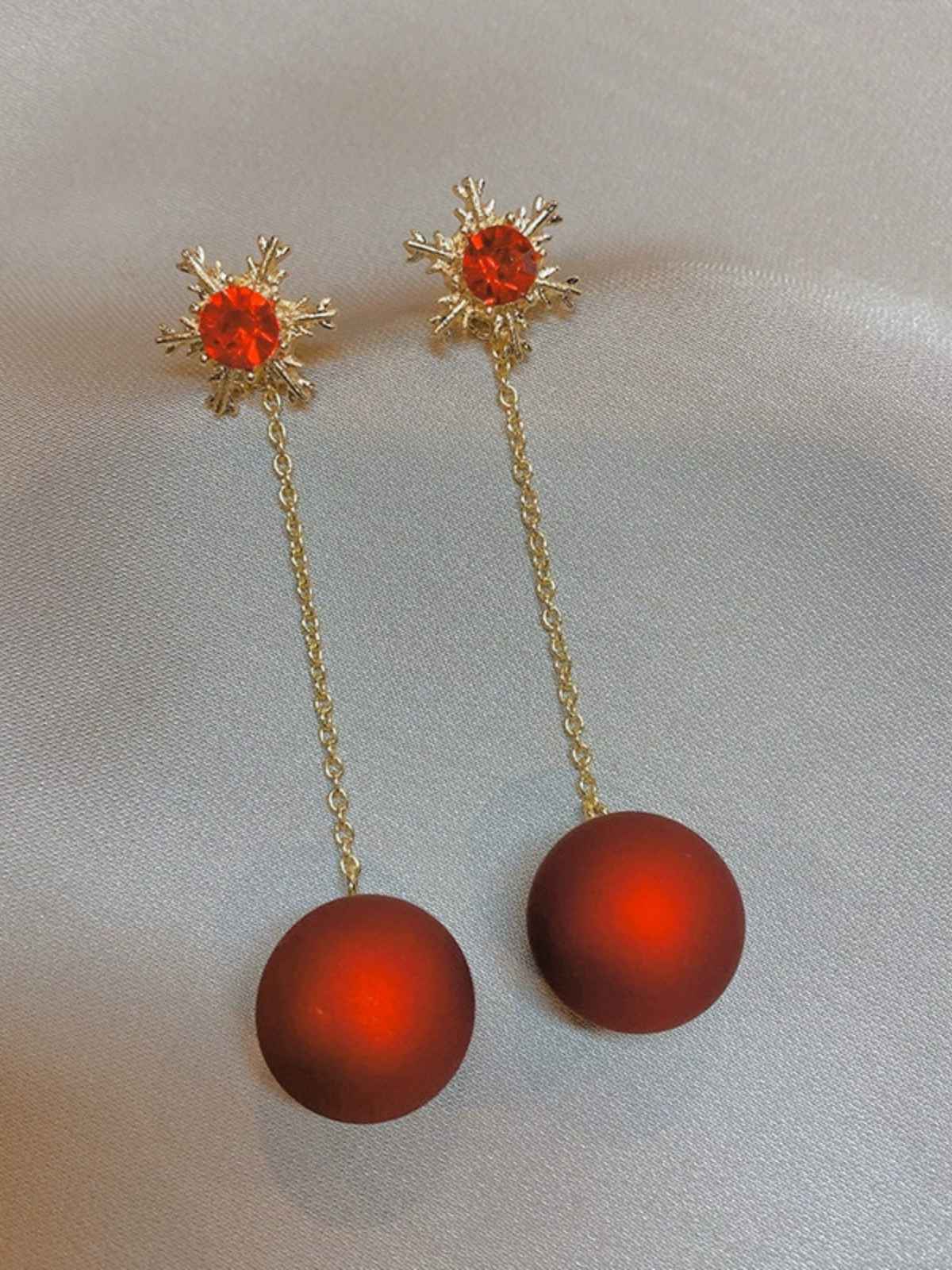 Rot Weihnachten Schneeflocken & Bälle Ohrringe - Image 4