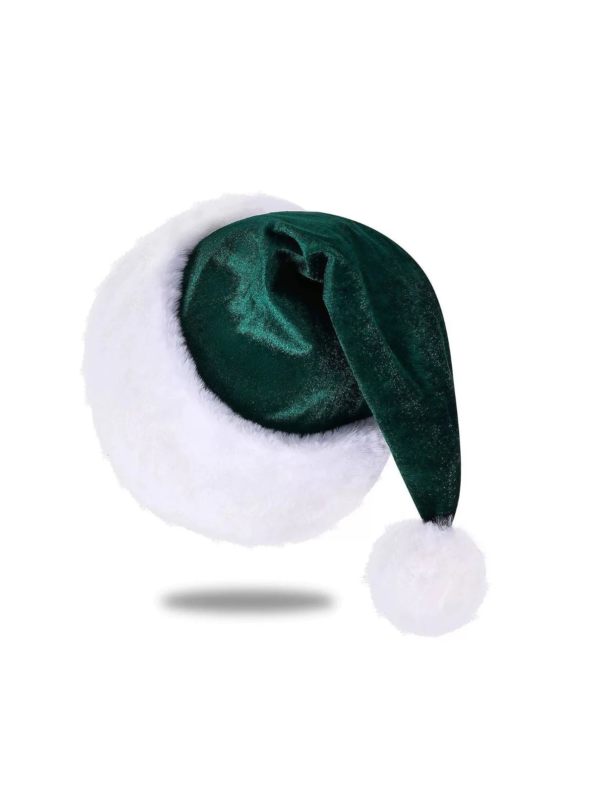Rot Weihnachten Solide Samt Kunstpelzbesatz Hut - Image 2