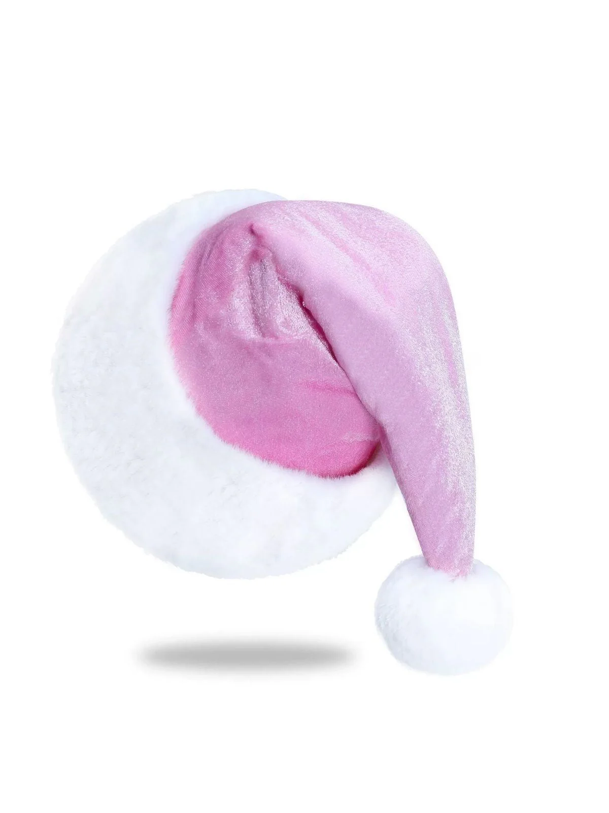 Rot Weihnachten Solide Samt Kunstpelzbesatz Hut - Image 3
