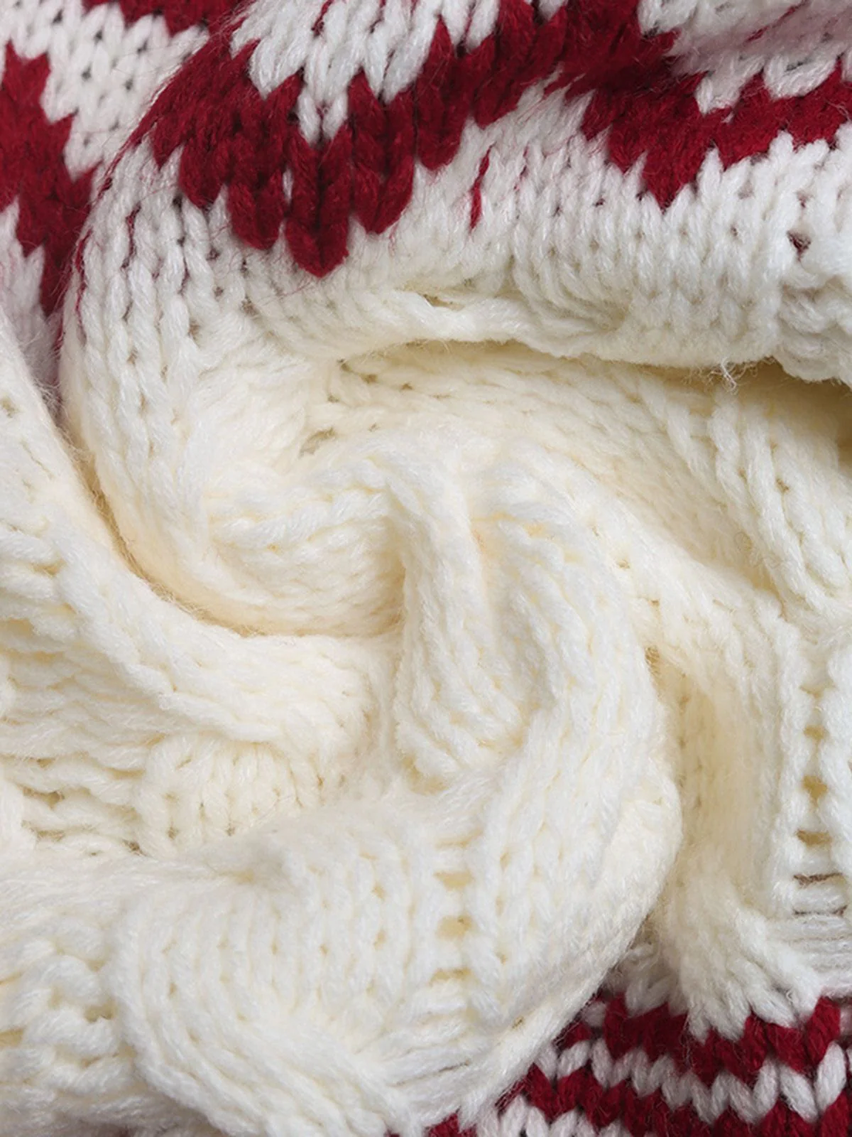Rot & Weiß 1950er Weihnachten Fair Isle Stricken Pullover - Image 4