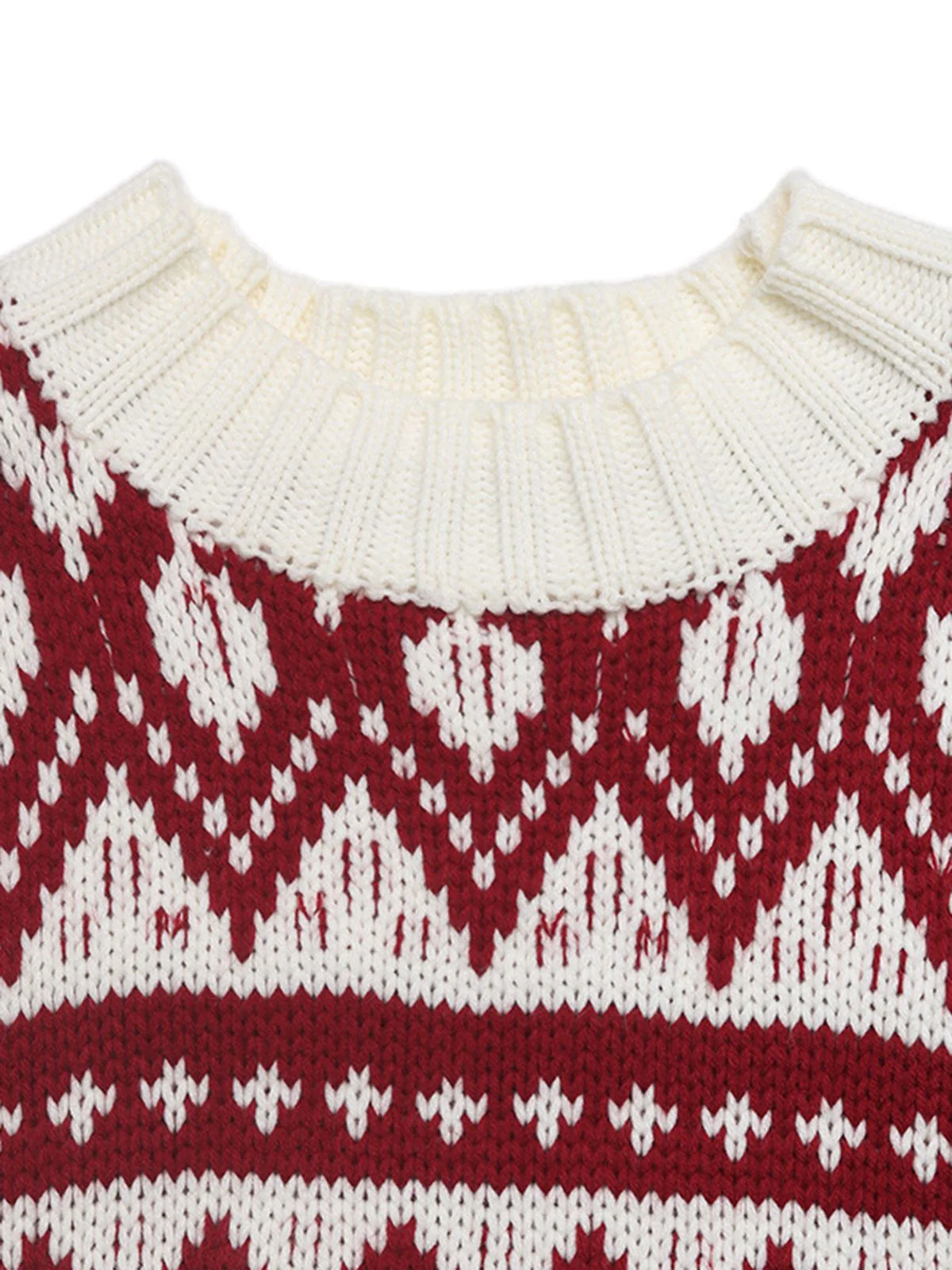 Rot & Weiß 1950er Weihnachten Fair Isle Stricken Pullover - Image 5