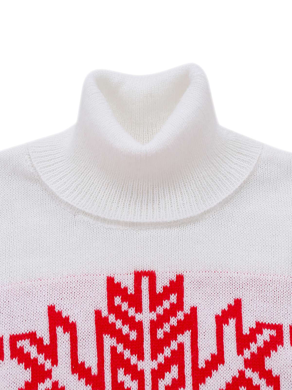 Rot & Weiß 1960er Schneeflocke Rollkragen Pullover Kleid - Image 4
