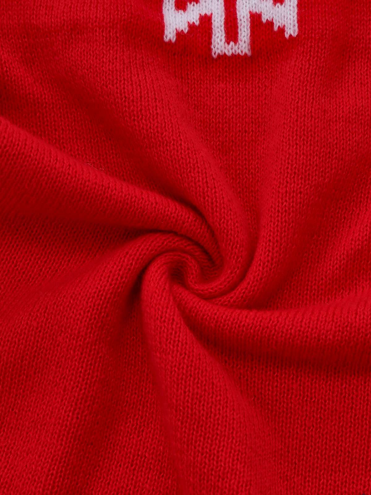 Rot & Weiß 1960er Schneeflocke Rollkragen Pullover Kleid - Image 6
