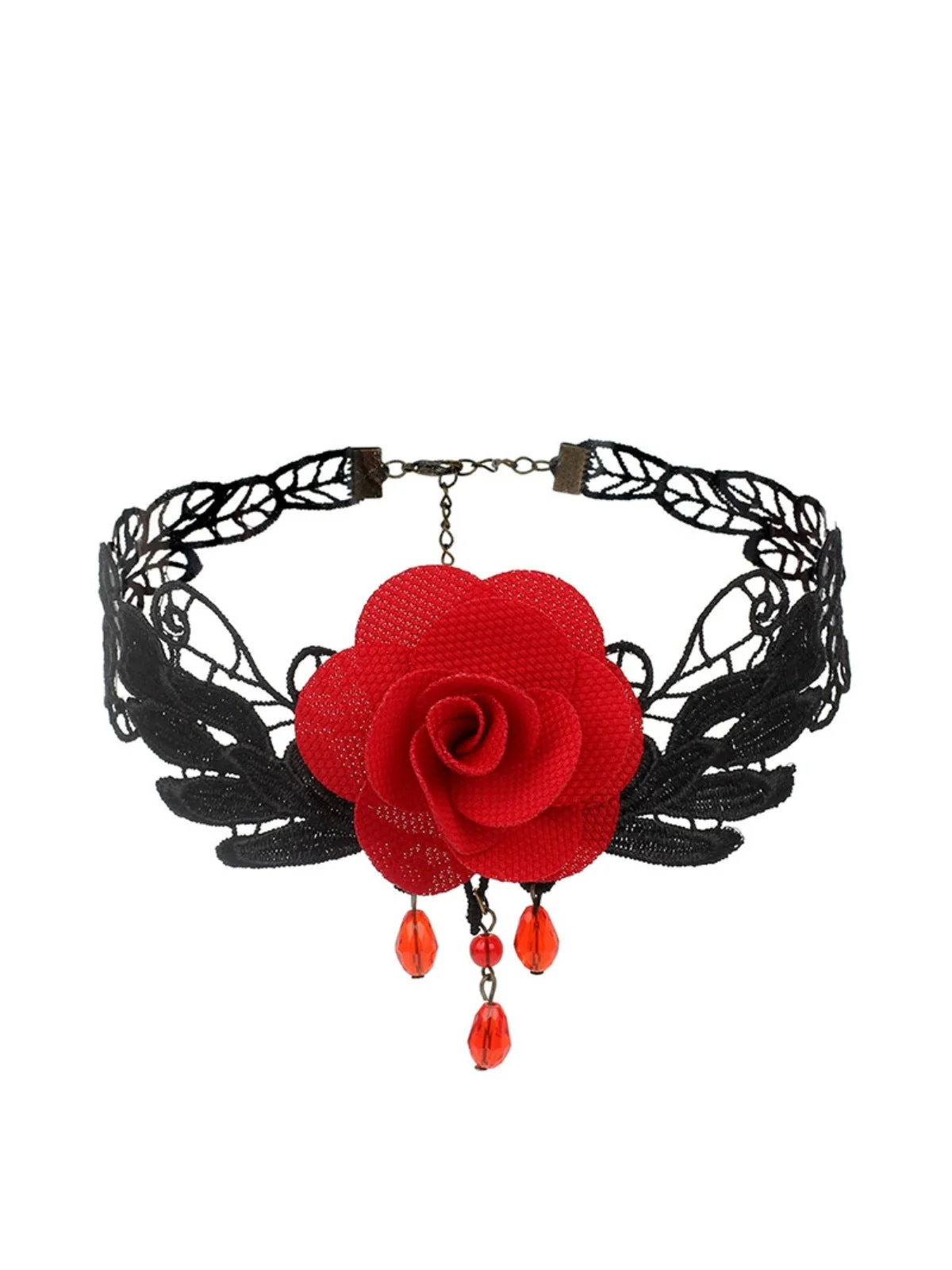 Gothic 3D Rose & Stickerei Spitze Choker Halskette - Image 3