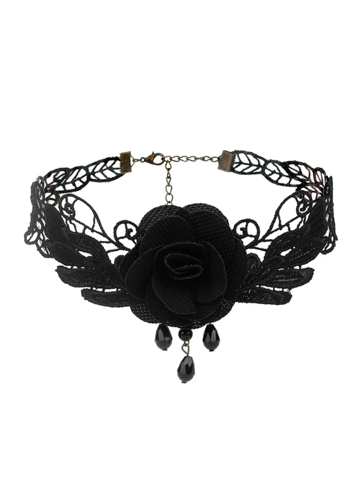 Gothic 3D Rose & Stickerei Spitze Choker Halskette - Image 4