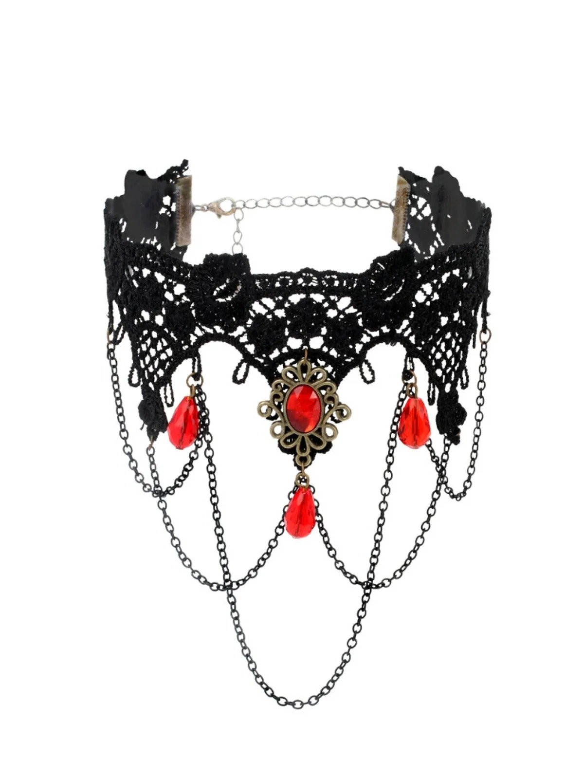 Gothic 3D Rose & Stickerei Spitze Choker Halskette - Image 2