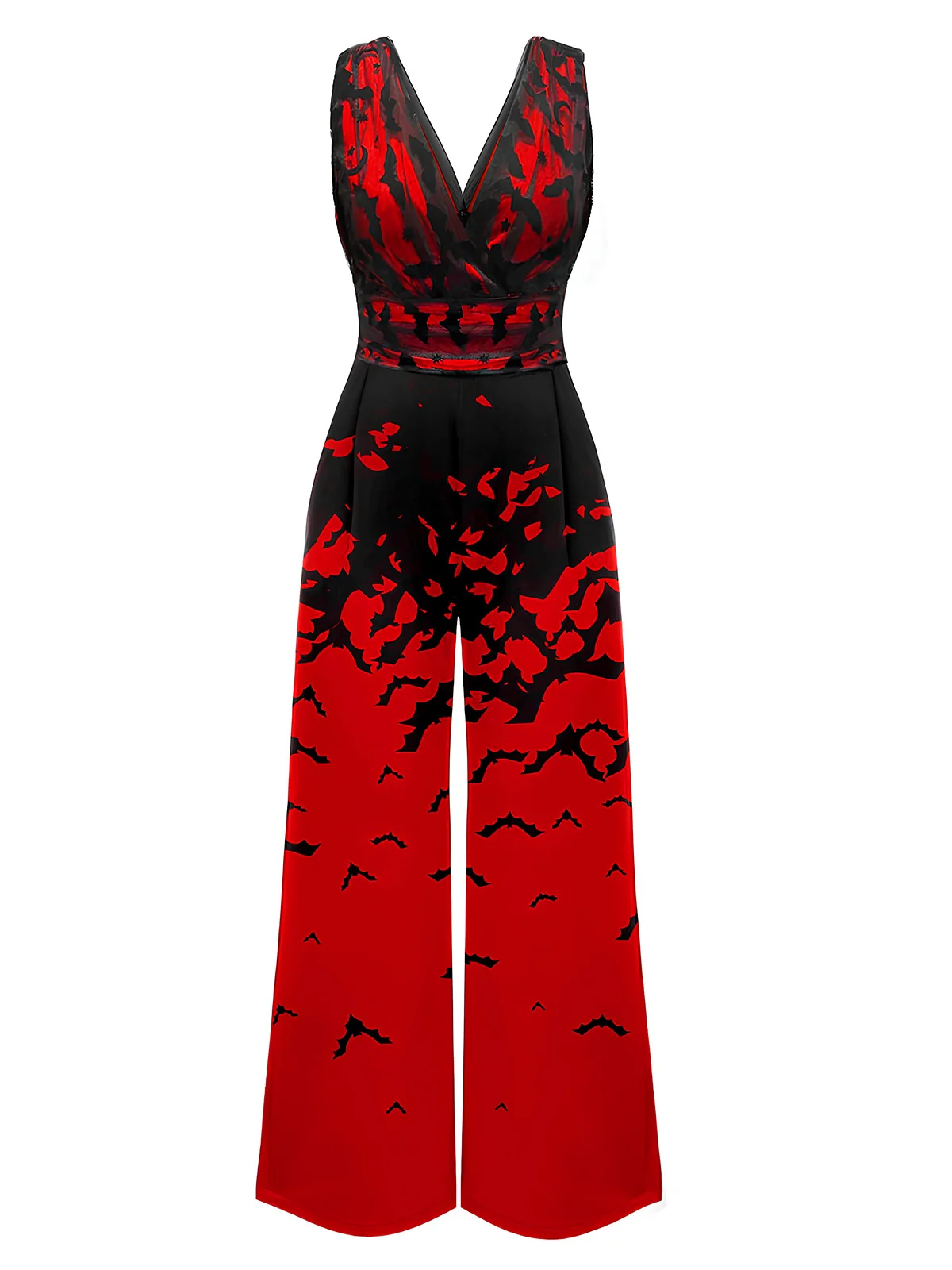 Roter 1930er Fledermaus-Overall mit V-Ausschnitt - Image 2