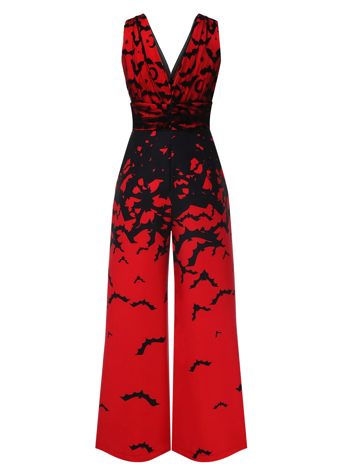 Roter 1930er Fledermaus-Overall mit V-Ausschnitt - Image 3