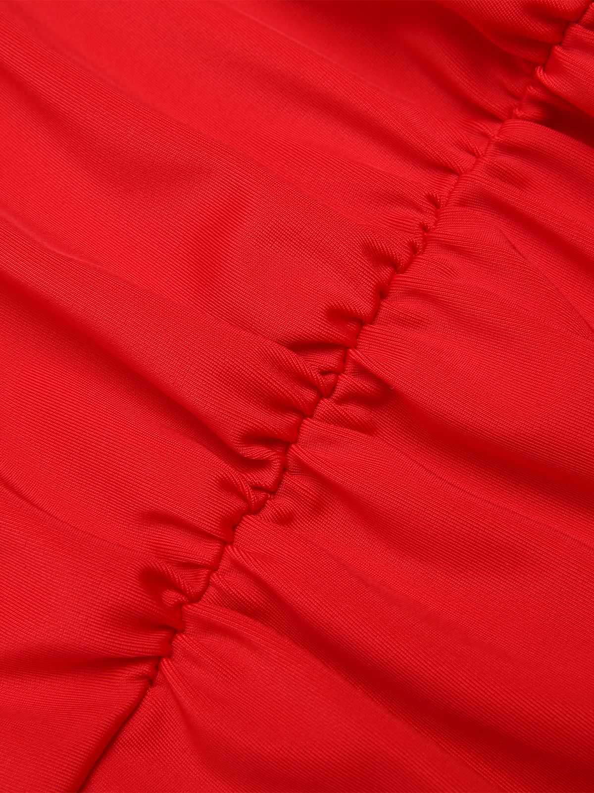 Roter 1950er Knopf Rüschen Halter Badeanzug - Image 6