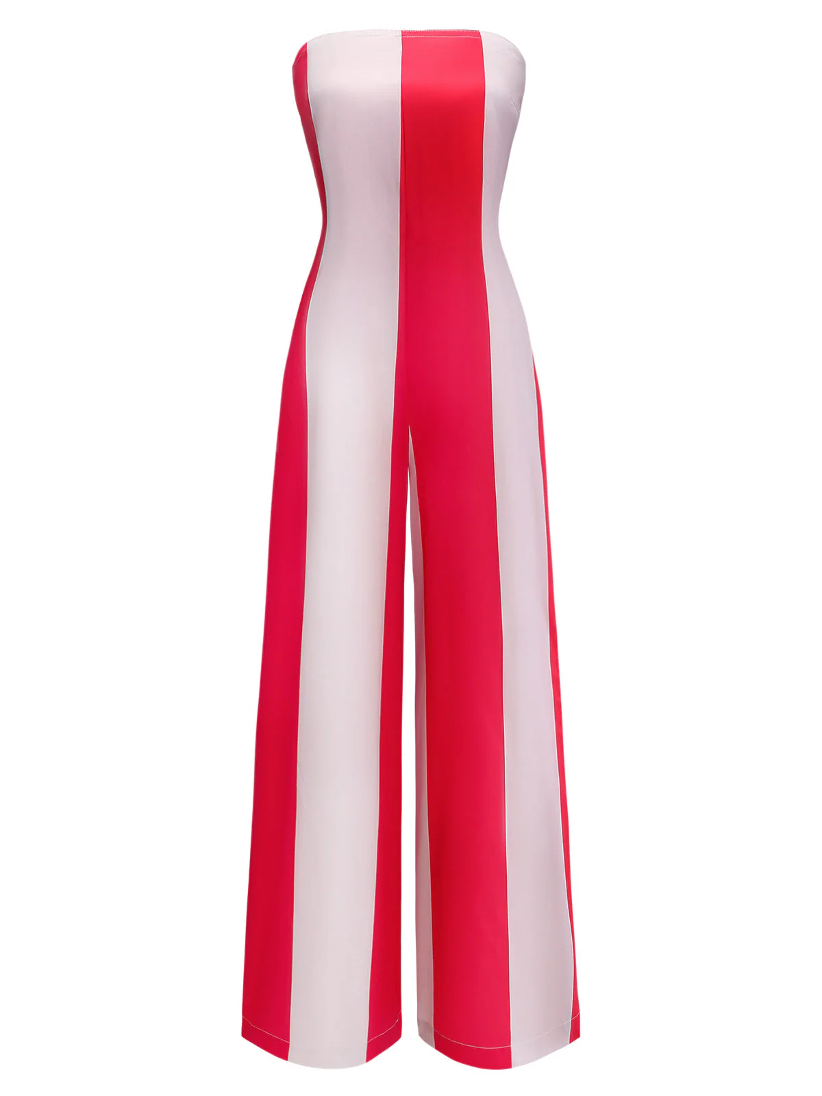 Roter 40er trägerloser Jumpsuit mit Streifen - Image 2