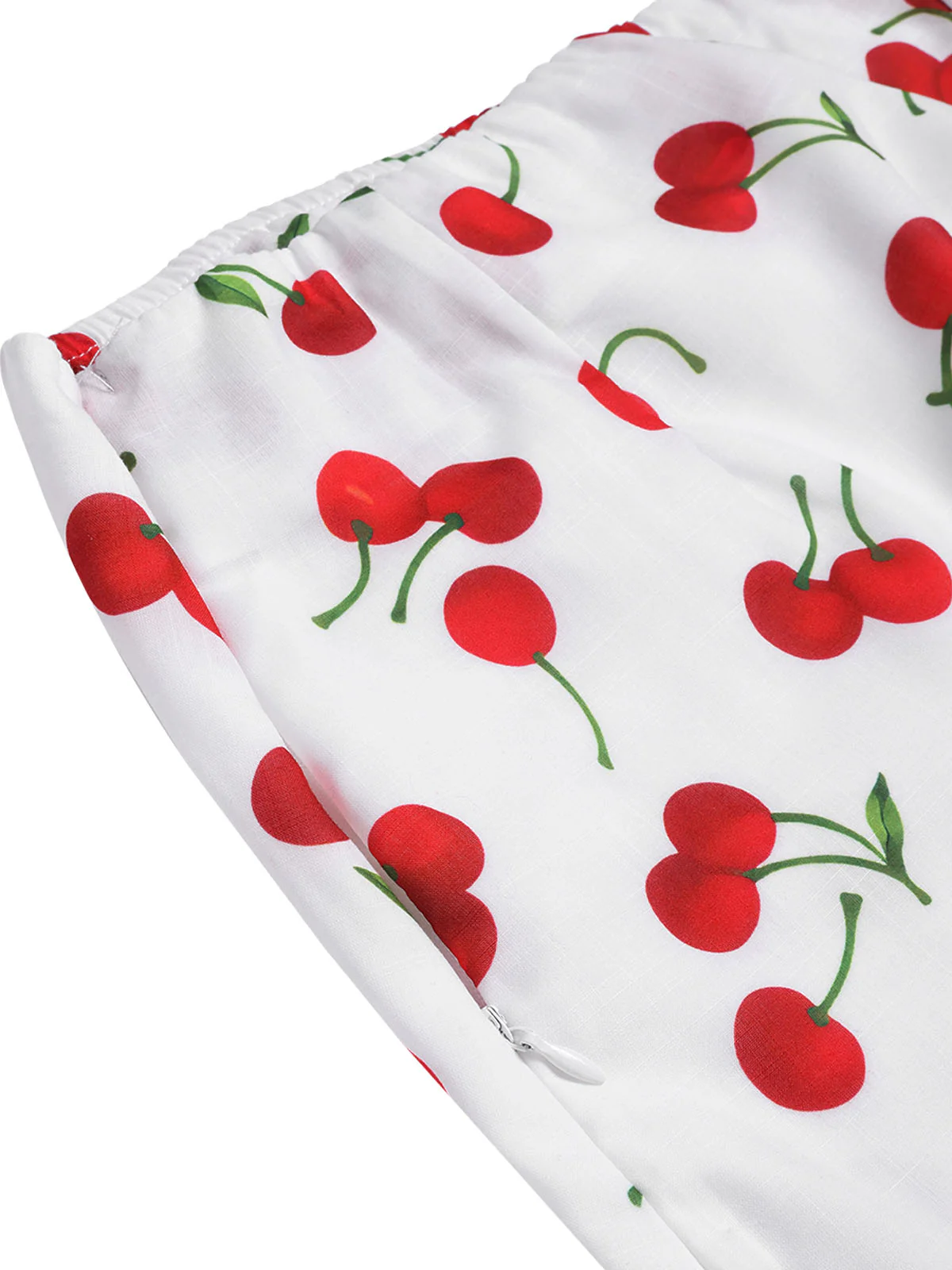 Roter 60er Top & Rock mit Kirschen und V-Ausschnitt - Image 5