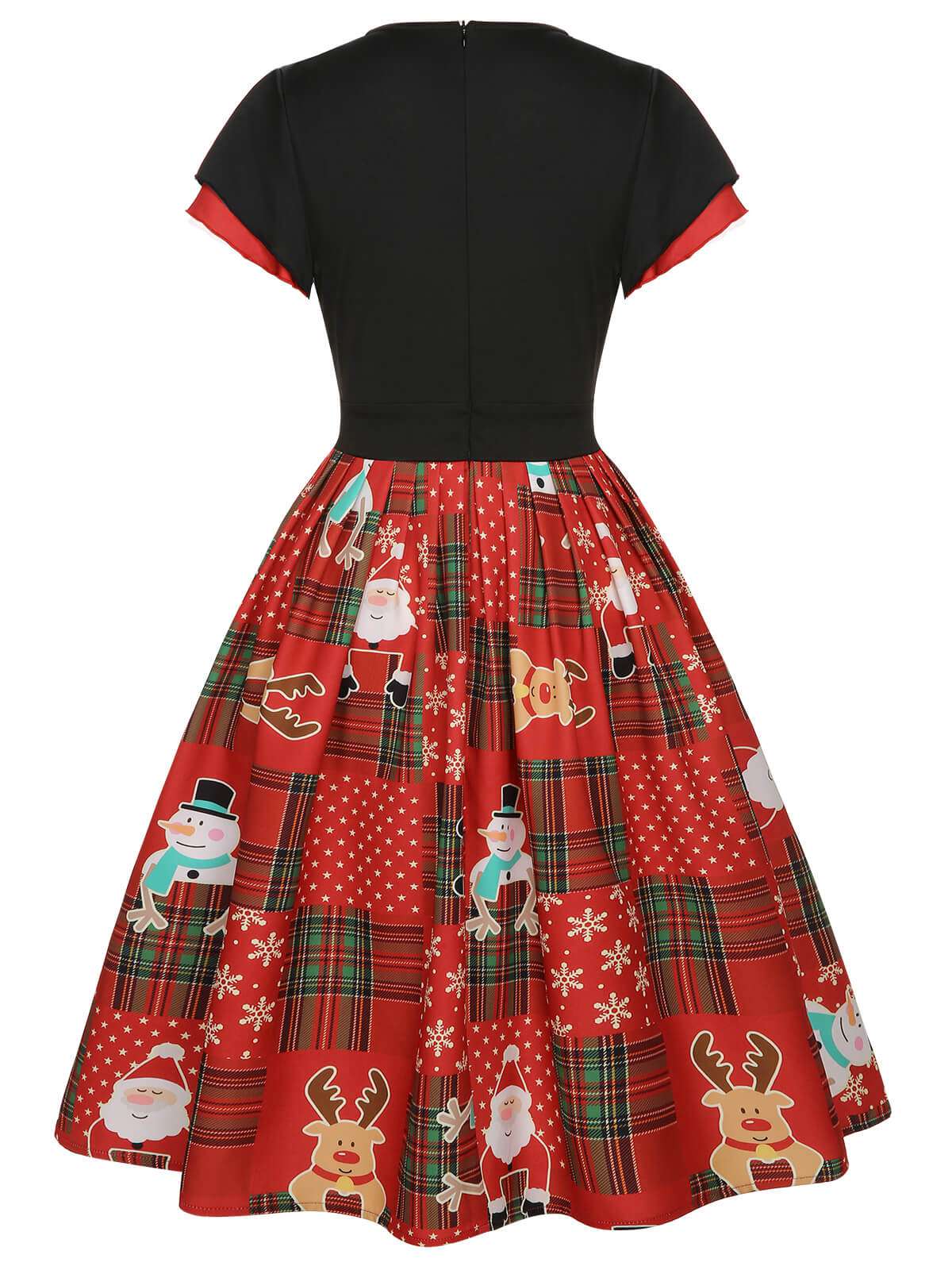 Rotes 1950er Weihnachts-Kariertes Weihnachtsmann-Kleid - Image 4
