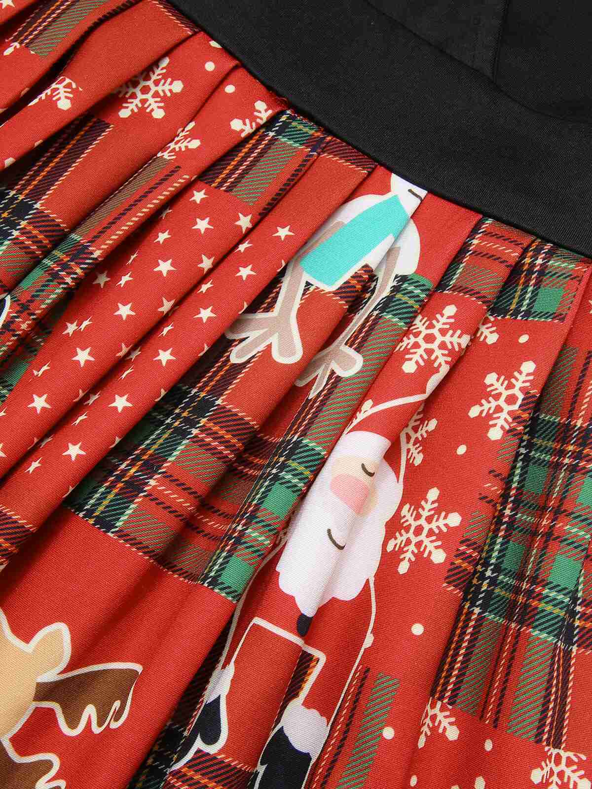 Rotes 1950er Weihnachts-Kariertes Weihnachtsmann-Kleid - Image 5