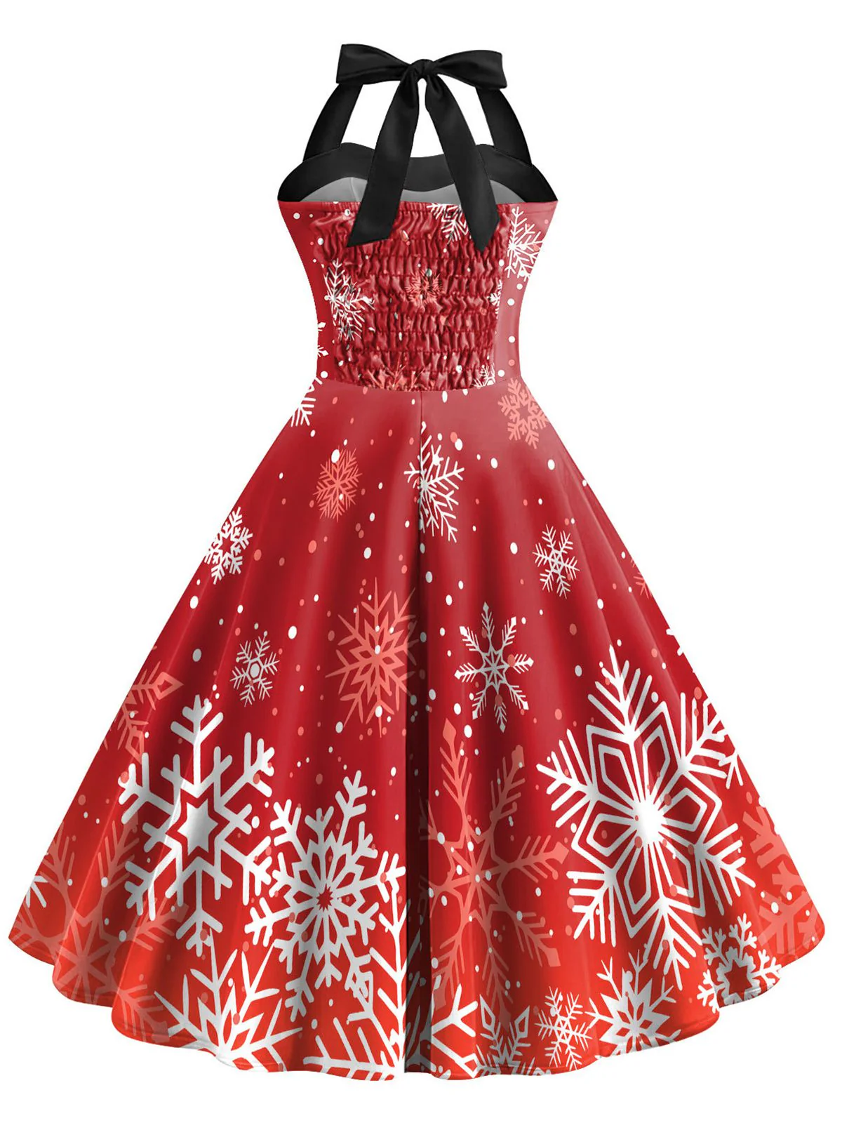 Rot 1950er Weihnachten Schneeflocke Halter Kleid - Image 3