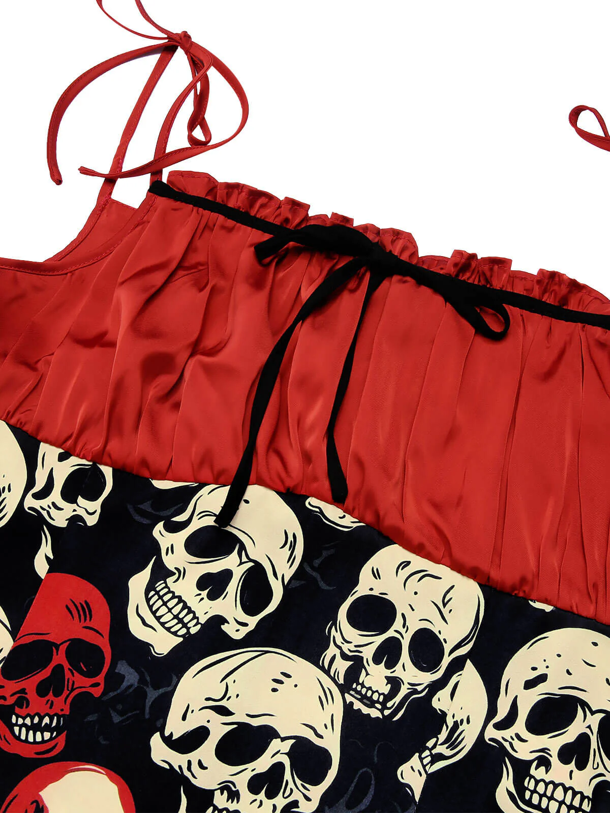 Rotes 1960er Halloween-Totenkopf-Trägerkleid - Image 7