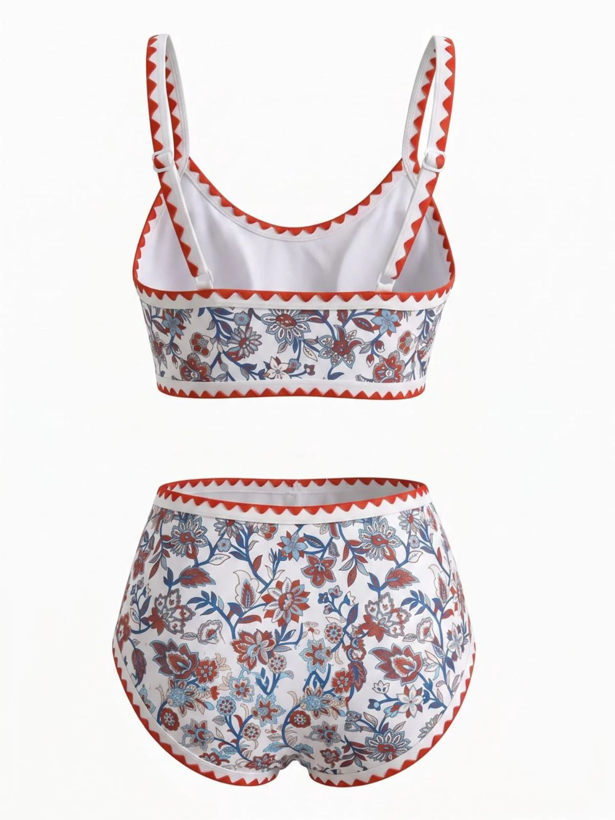 Rotes 50er Tankini-Set mit U-Ausschnitt und Blumen - Image 6