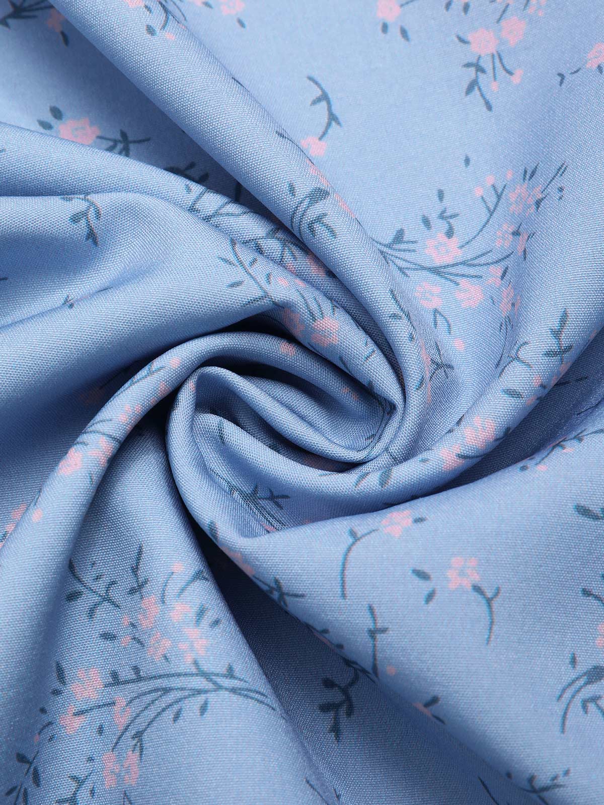 Rotes Geblümtes V-Ausschnitt-Knopfkleid 1930er - Image 11