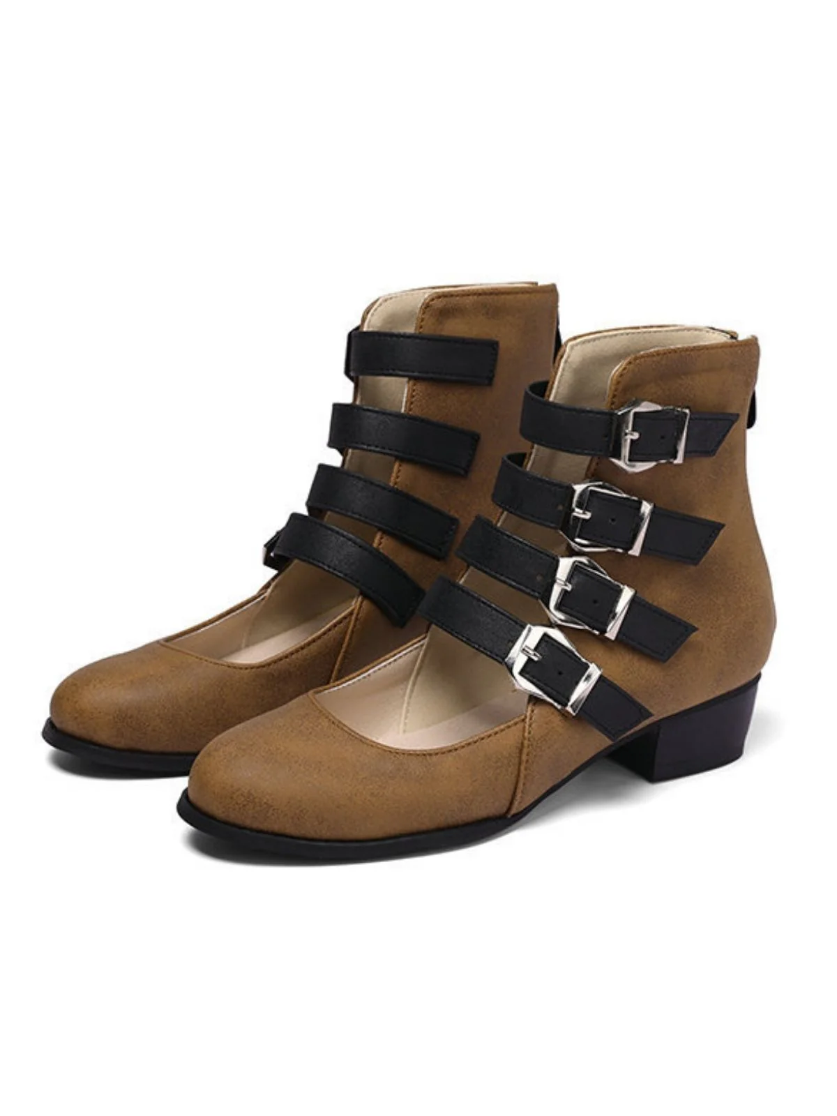 Runde Spitze Niedrig Blockabsatz Cut-Out Stiefel - Image 11