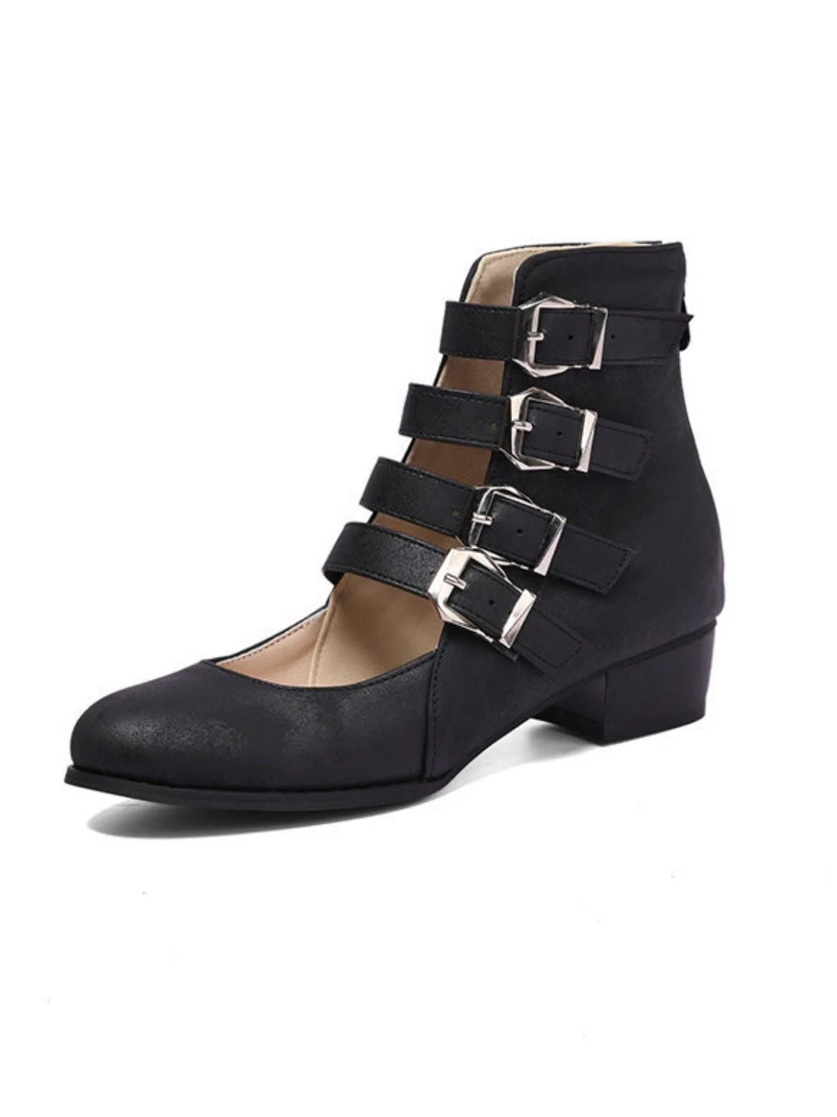 Runde Spitze Niedrig Blockabsatz Cut-Out Stiefel - Image 3