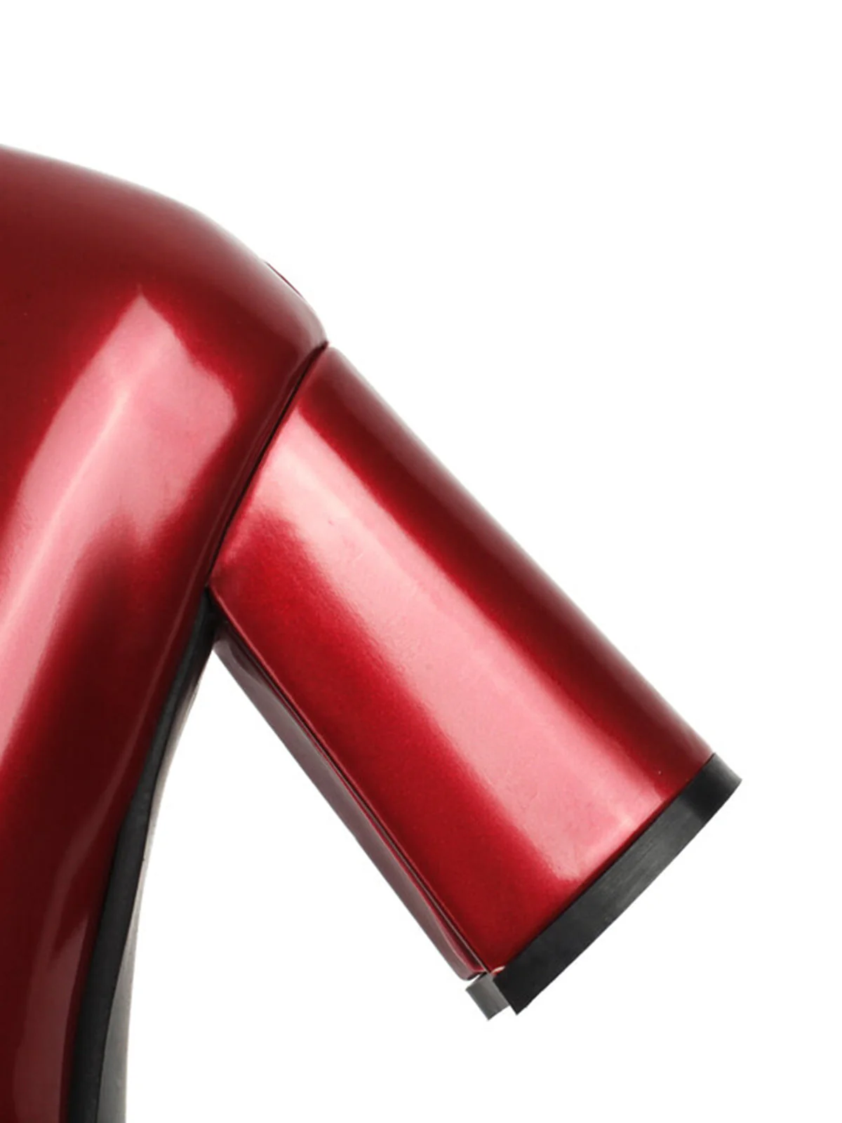Runde Zehe Farbblock Lack Leder High Heels - Image 3