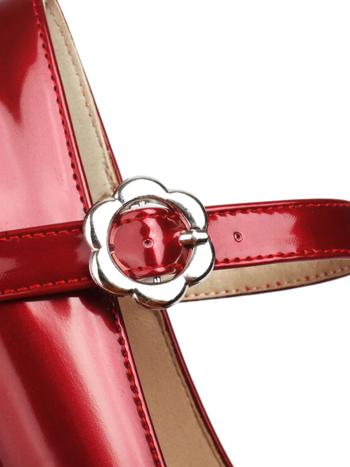 Runde Zehe Farbblock Lack Leder High Heels - Image 6