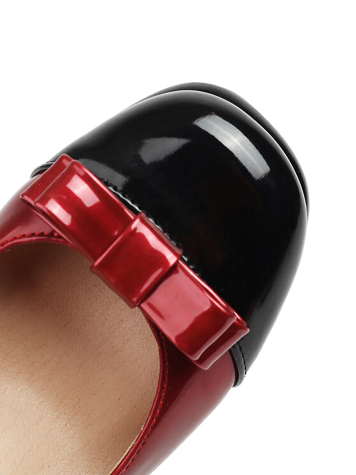 Runde Zehe Farbblock Lack Leder High Heels - Image 7