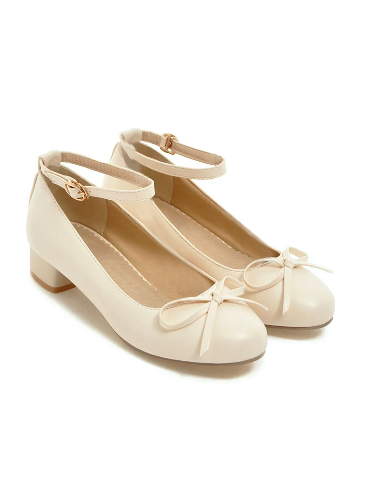Rosa Runde Zehe Solide Schnalle Bogen High Heels - Image 3
