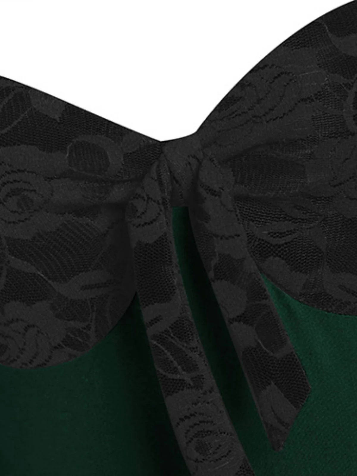Grün 1950er Spitze Patchwork Swing Kleid - Image 3