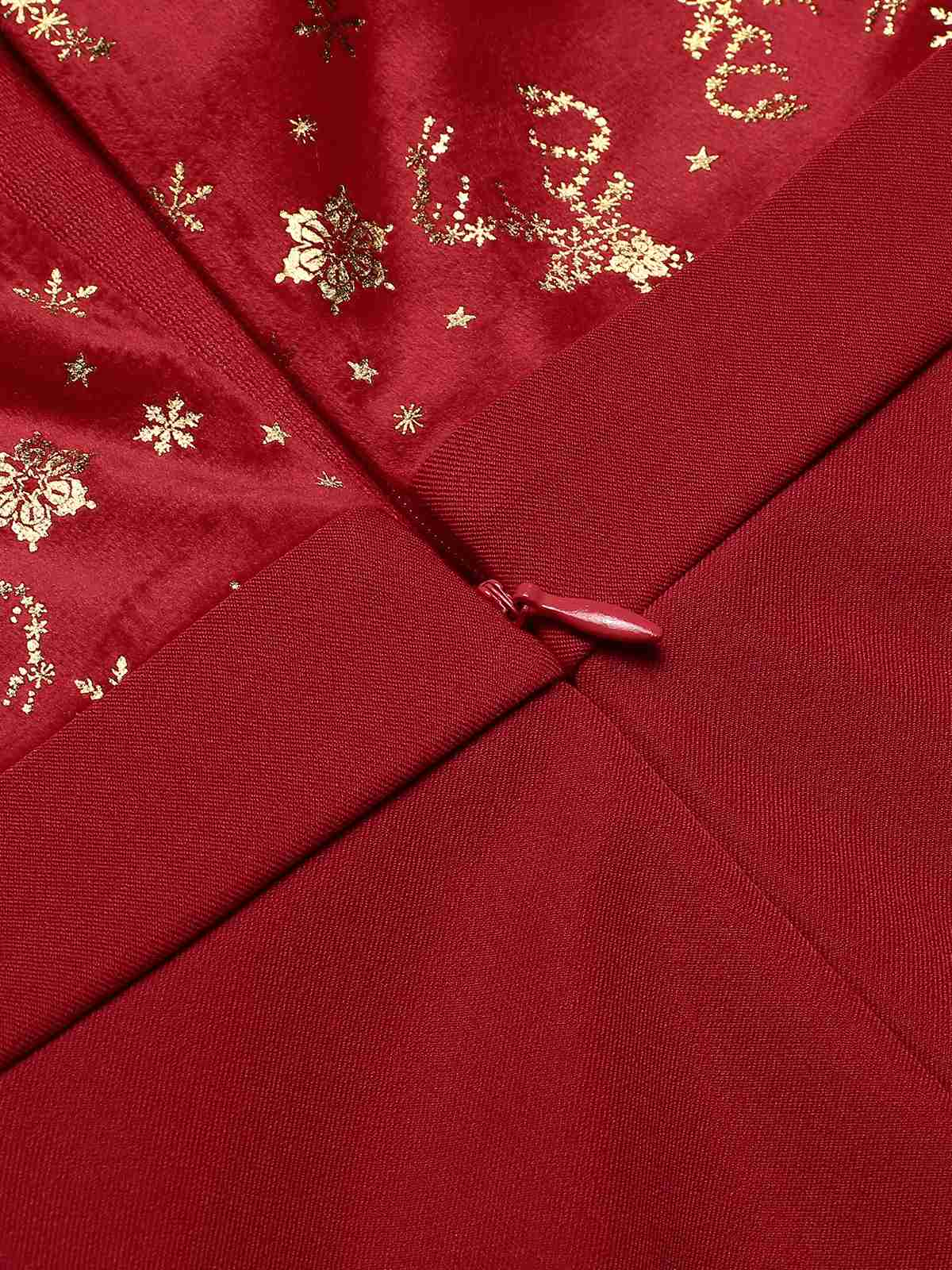 Rot 1930er Weihnachten Elch Samt Jumpsuit - Image 6