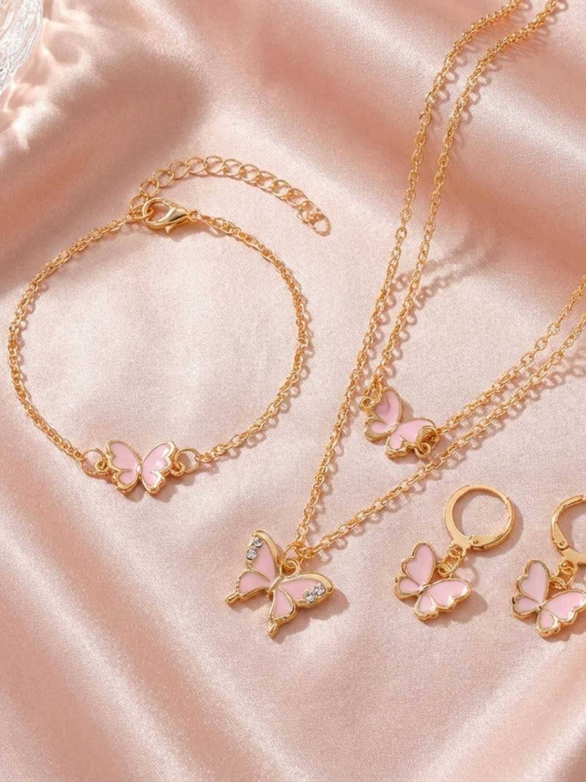 Schmetterling Strassstein Kette Halskette & Armband & Ohrringe