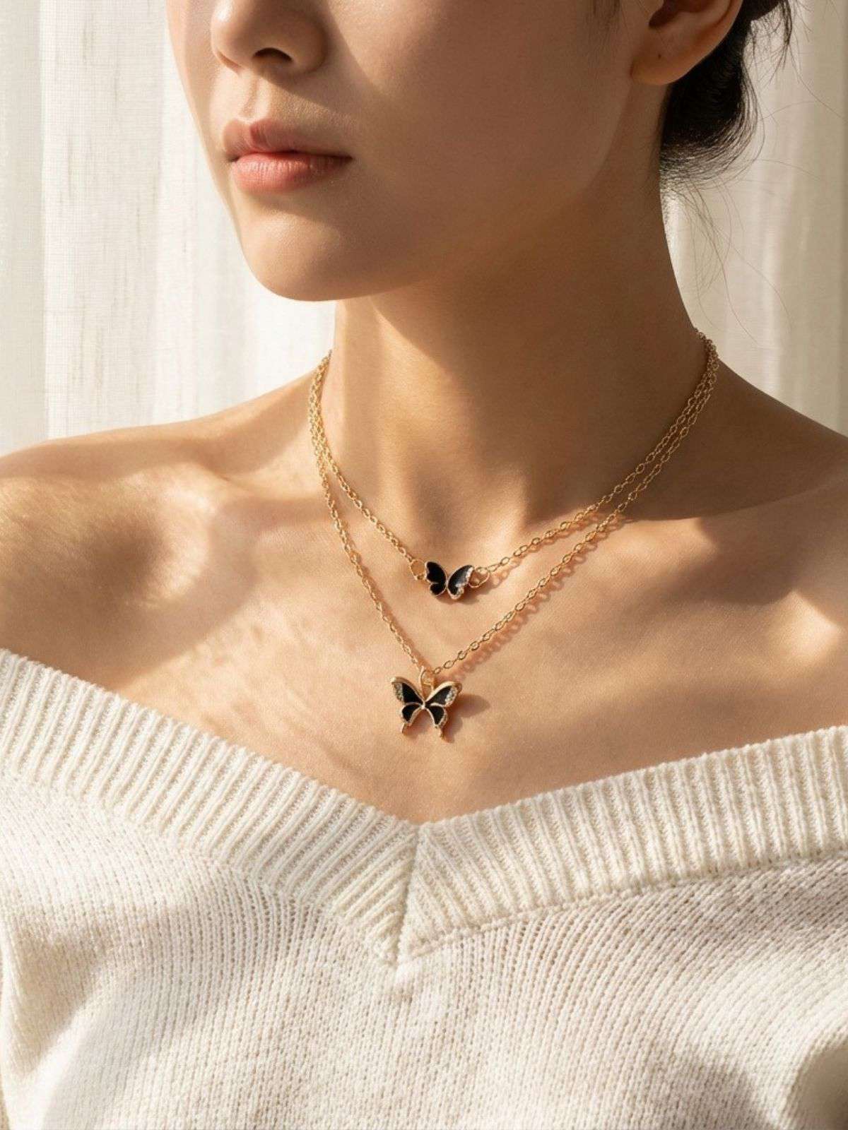 Schmetterling Strassstein Kette Halskette & Armband & Ohrringe - Image 10