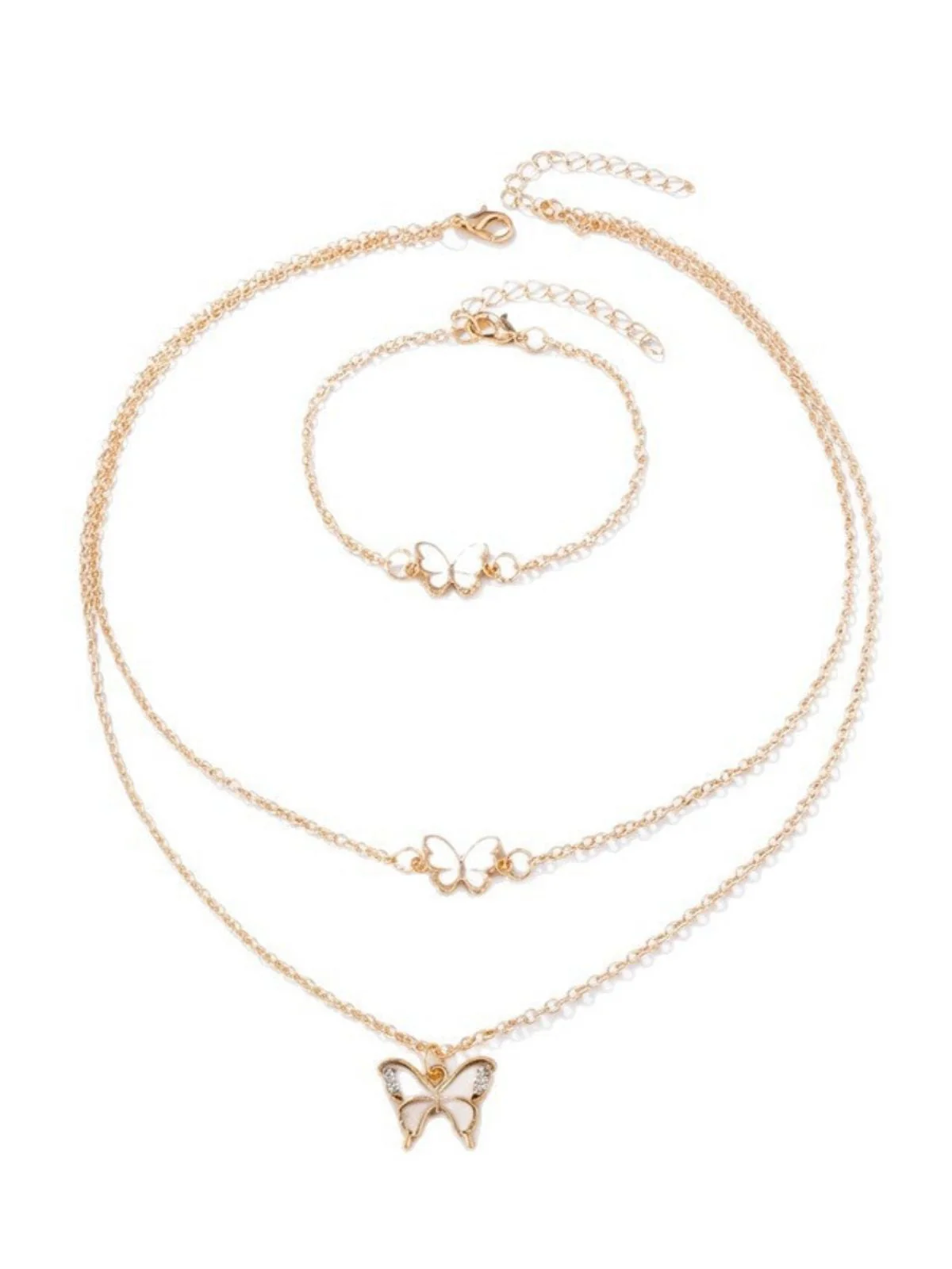 Schmetterling Strassstein Kette Halskette & Armband & Ohrringe - Image 5