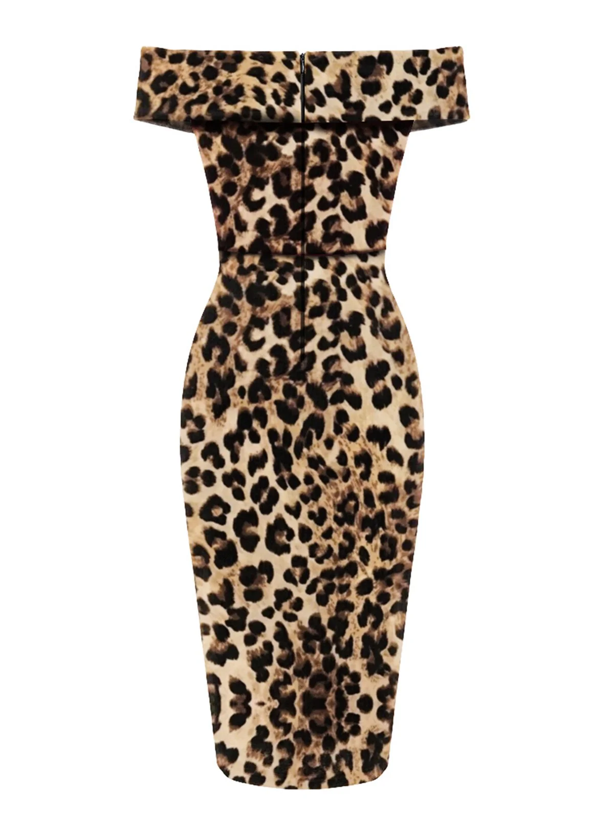 SCHULTERFREIES LEOPAR BLEISTIFT KLEID - Image 7