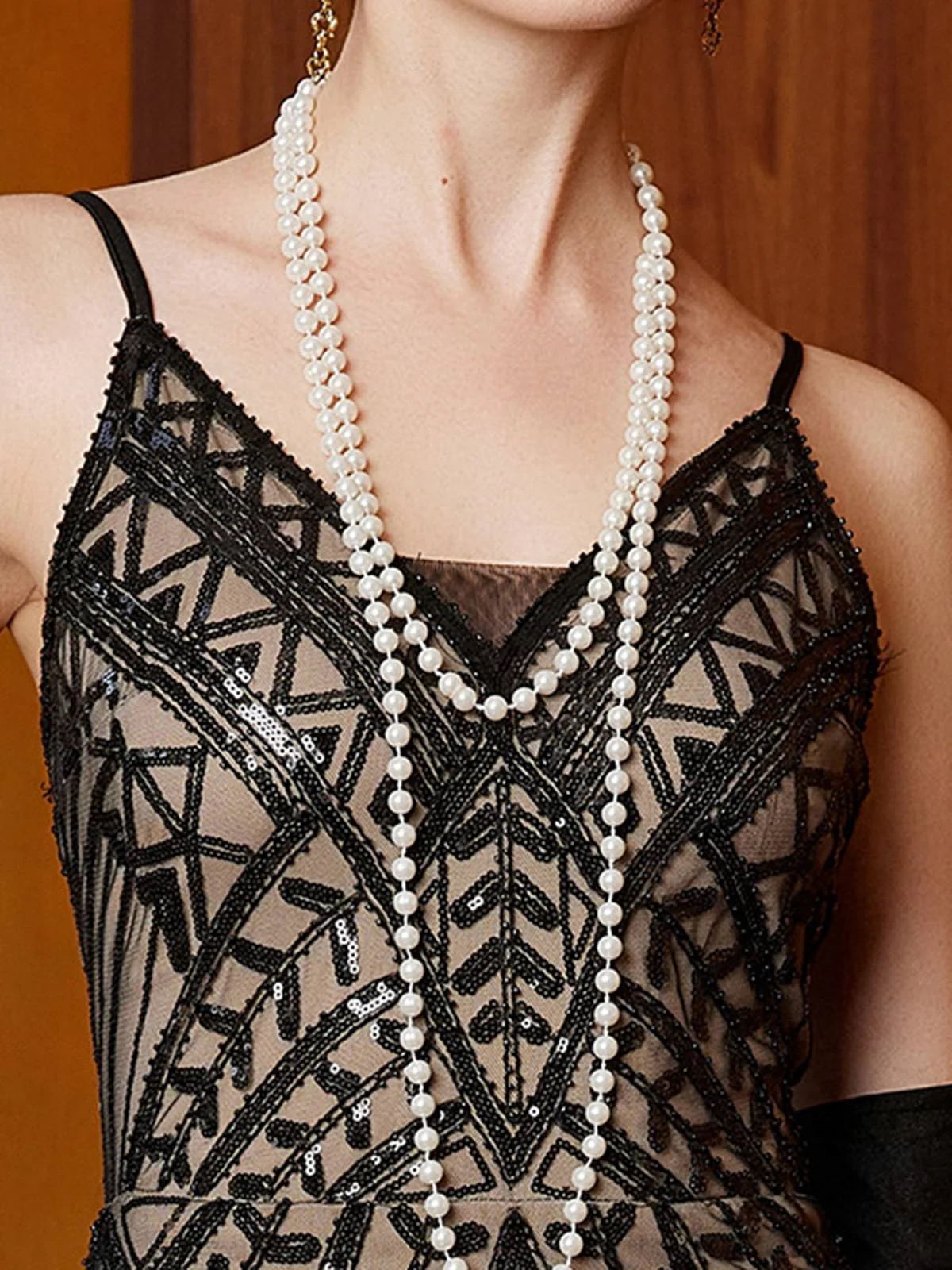 Schwarz 1920er Gatsby Pailletten Netz Maxi Abend Kleid - Image 5