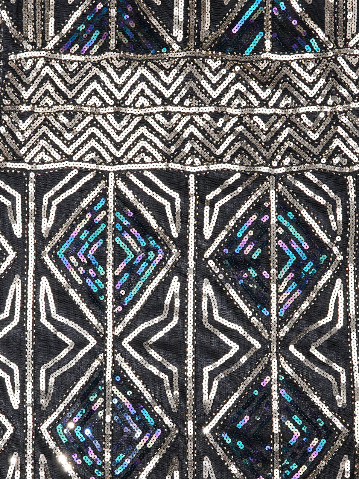 SCHWARZ 1920ER HALBE ÄRMEL PAILLETTEN FRANSEN KLEID - Image 5