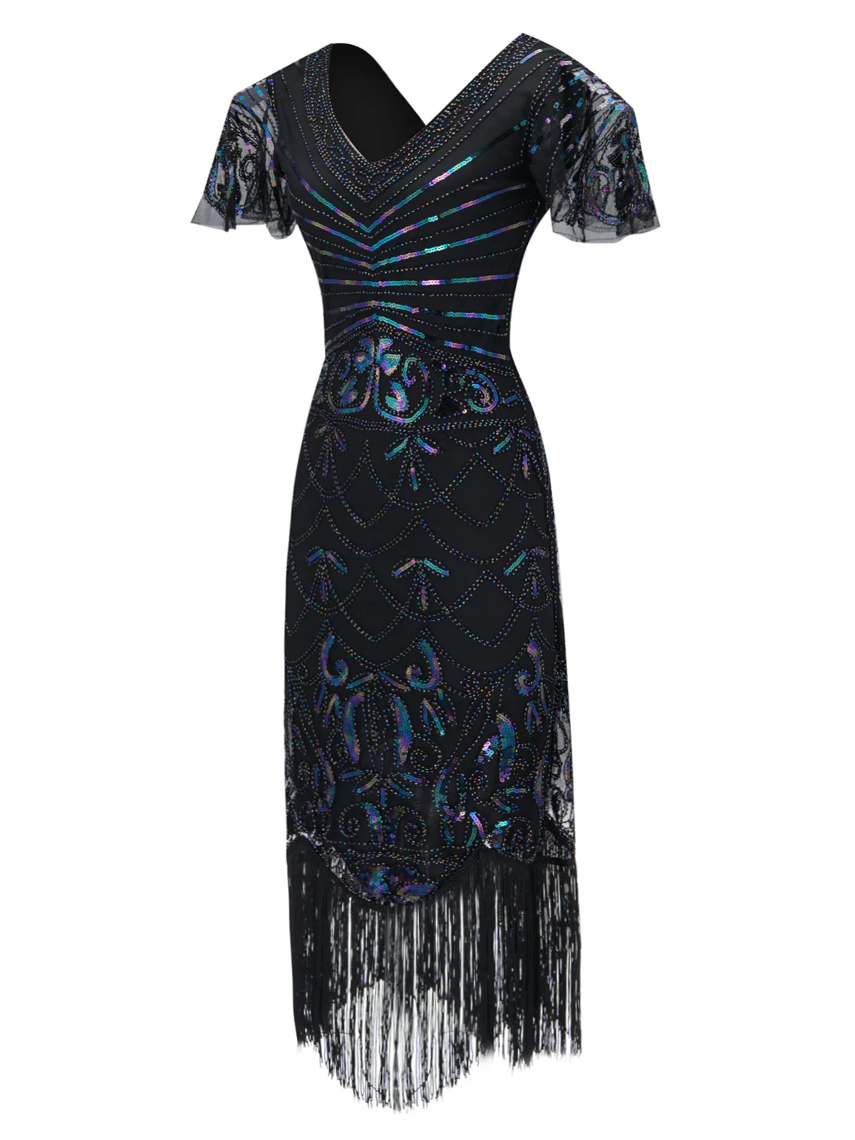 SCHWARZ 1920ER VINTAGE FRANSEN FLAPPER KLEID - Image 2