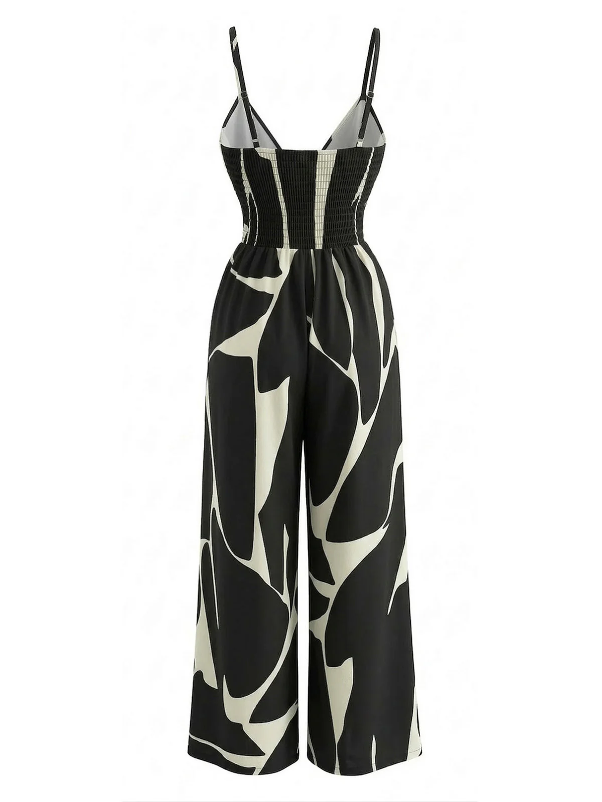 Schwarz 1930er Abstrakt Bedruckt Weites Bein Jumpsuit - Image 4