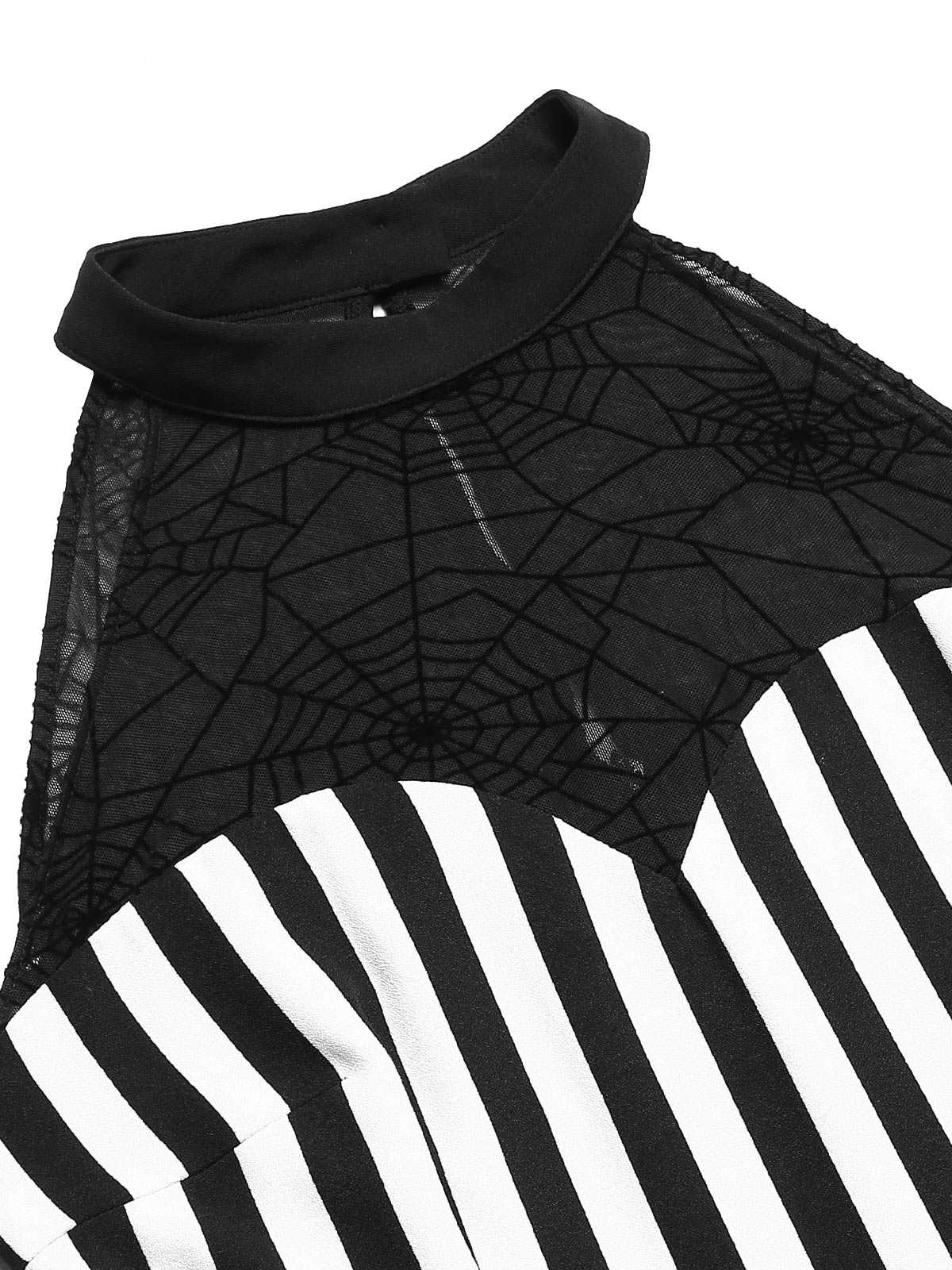 Schwarz 1930er Beetlejuice Kostüm Spinnennetz Streifen Fischschwanz Kleid - Image 7