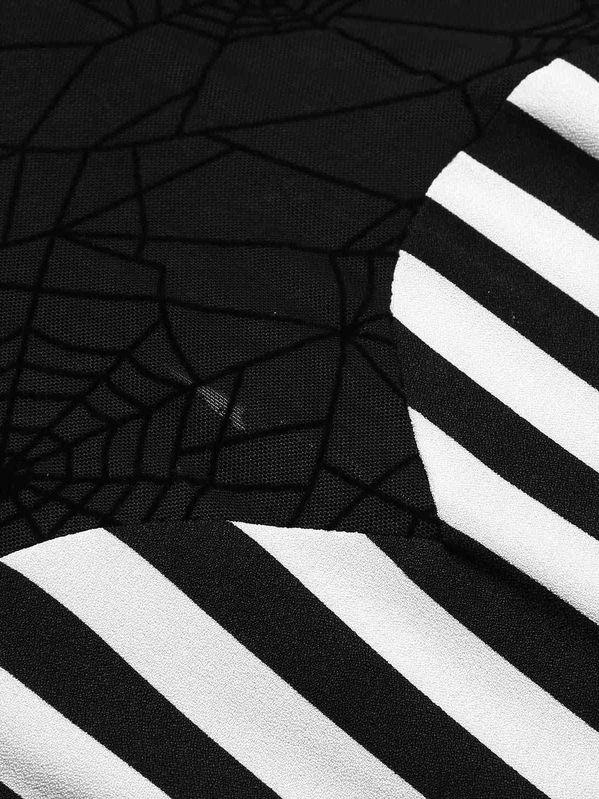 Schwarz 1930er Beetlejuice Kostüm Spinnennetz Streifen Fischschwanz Kleid - Image 8
