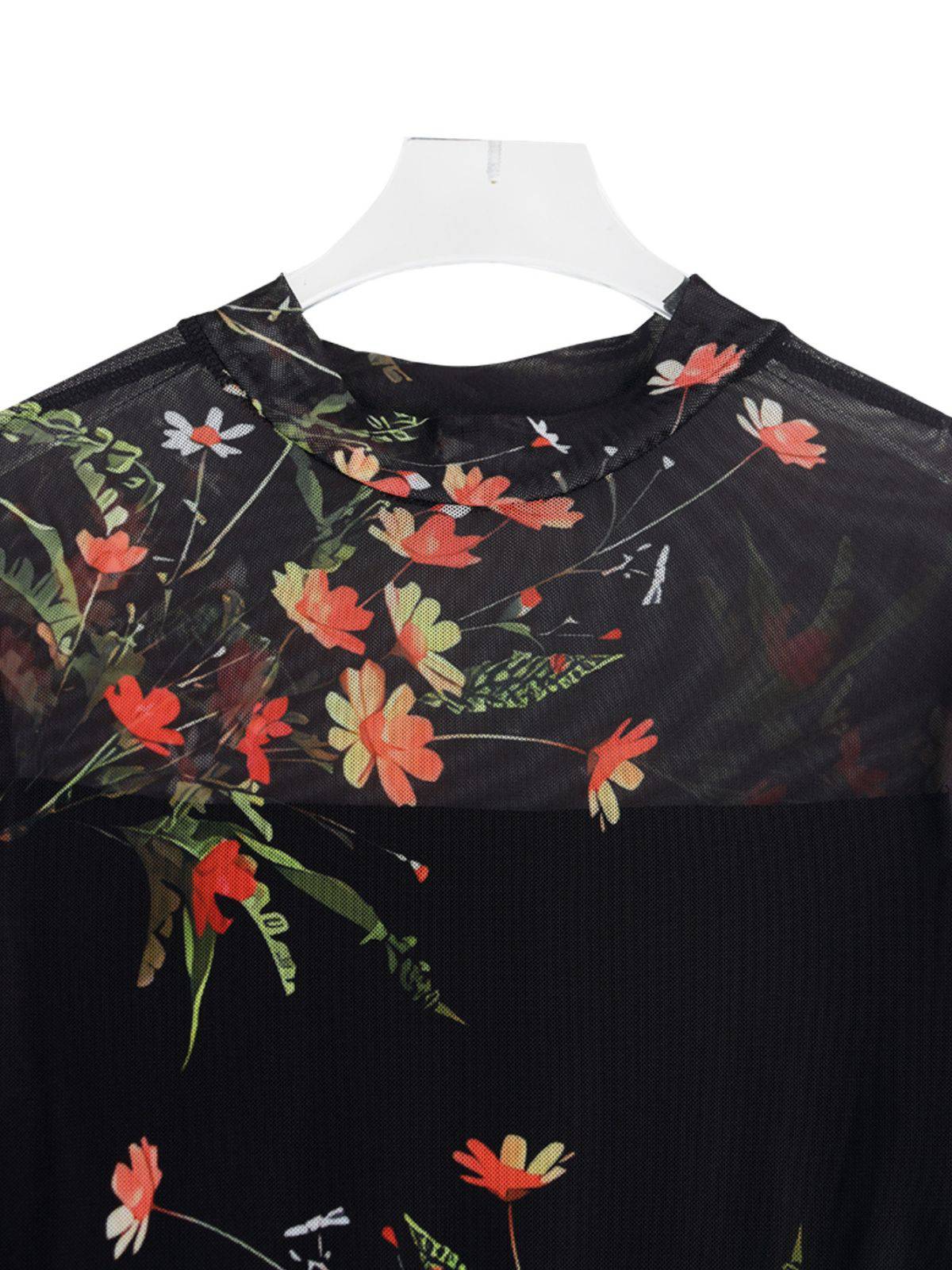 Rot 1930er Blumen Netz Rüschen Maxi Kleid - Image 8