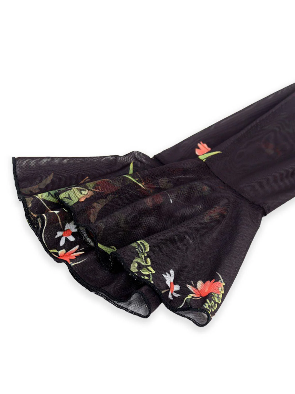 Rot 1930er Blumen Netz Rüschen Maxi Kleid - Image 9
