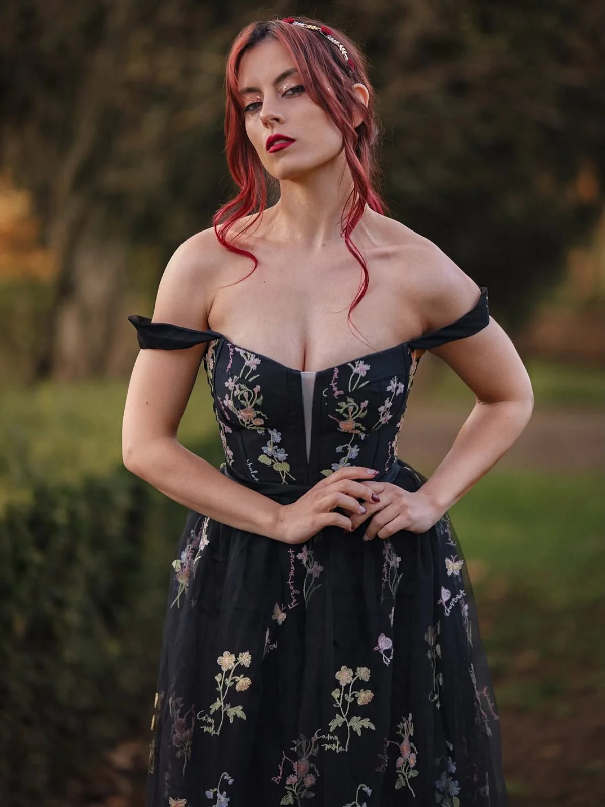 Schwarz 1930er Blumen Netz StĂ€bchen SchnĂŒrung Kleid - Image 2
