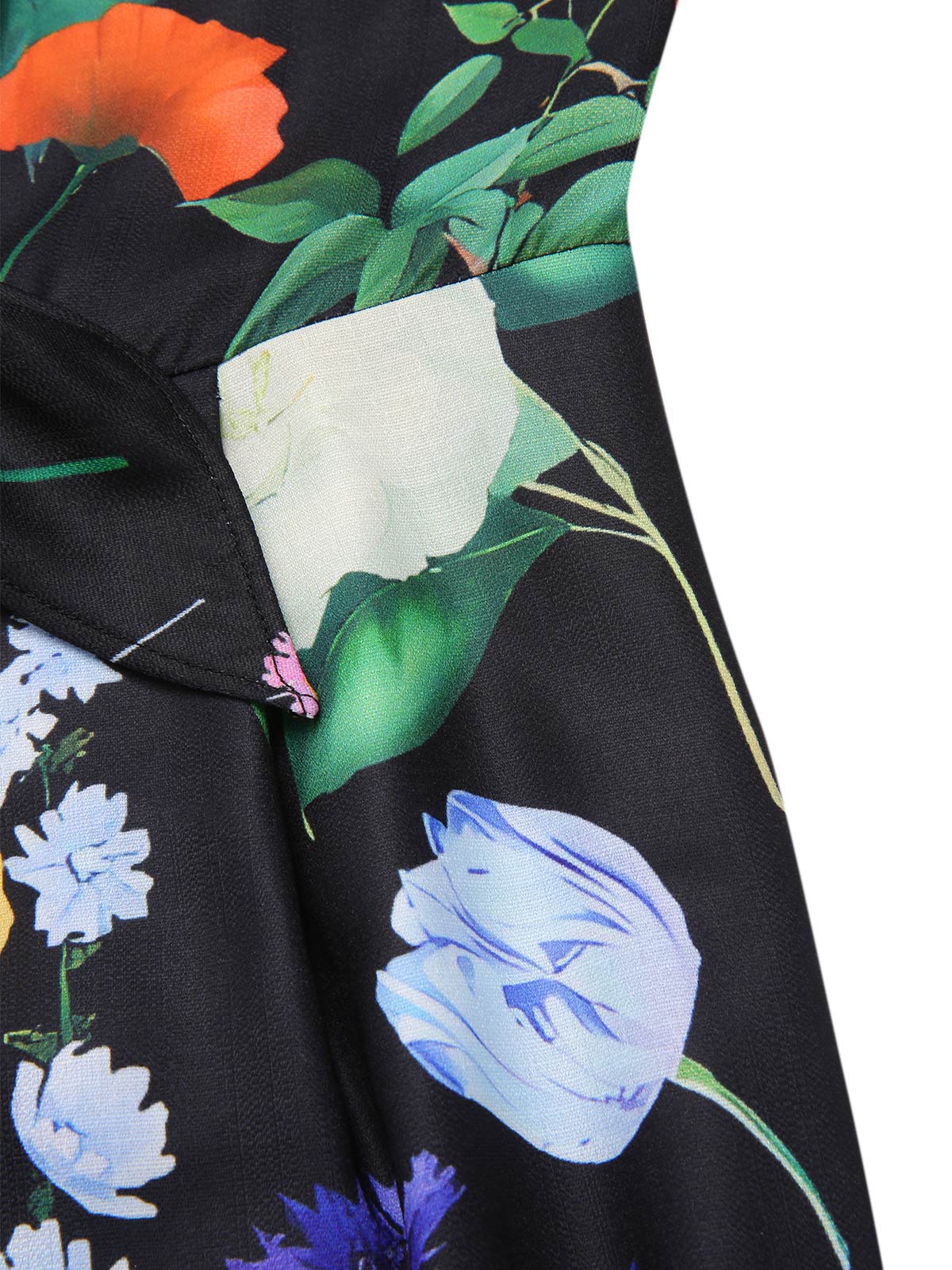 Schwarz 1930er Blumen V-Ausschnitt Halter Jumpsuit - Image 9