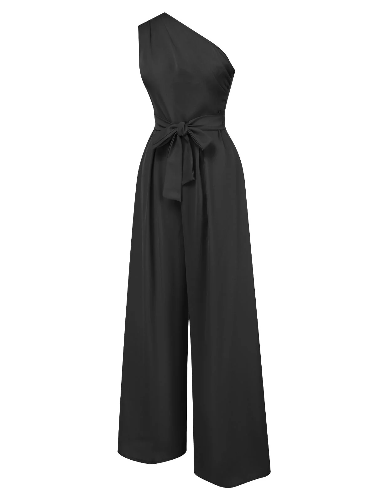 1930er Eine Schulter Solide Binden Jumpsuit - Image 6
