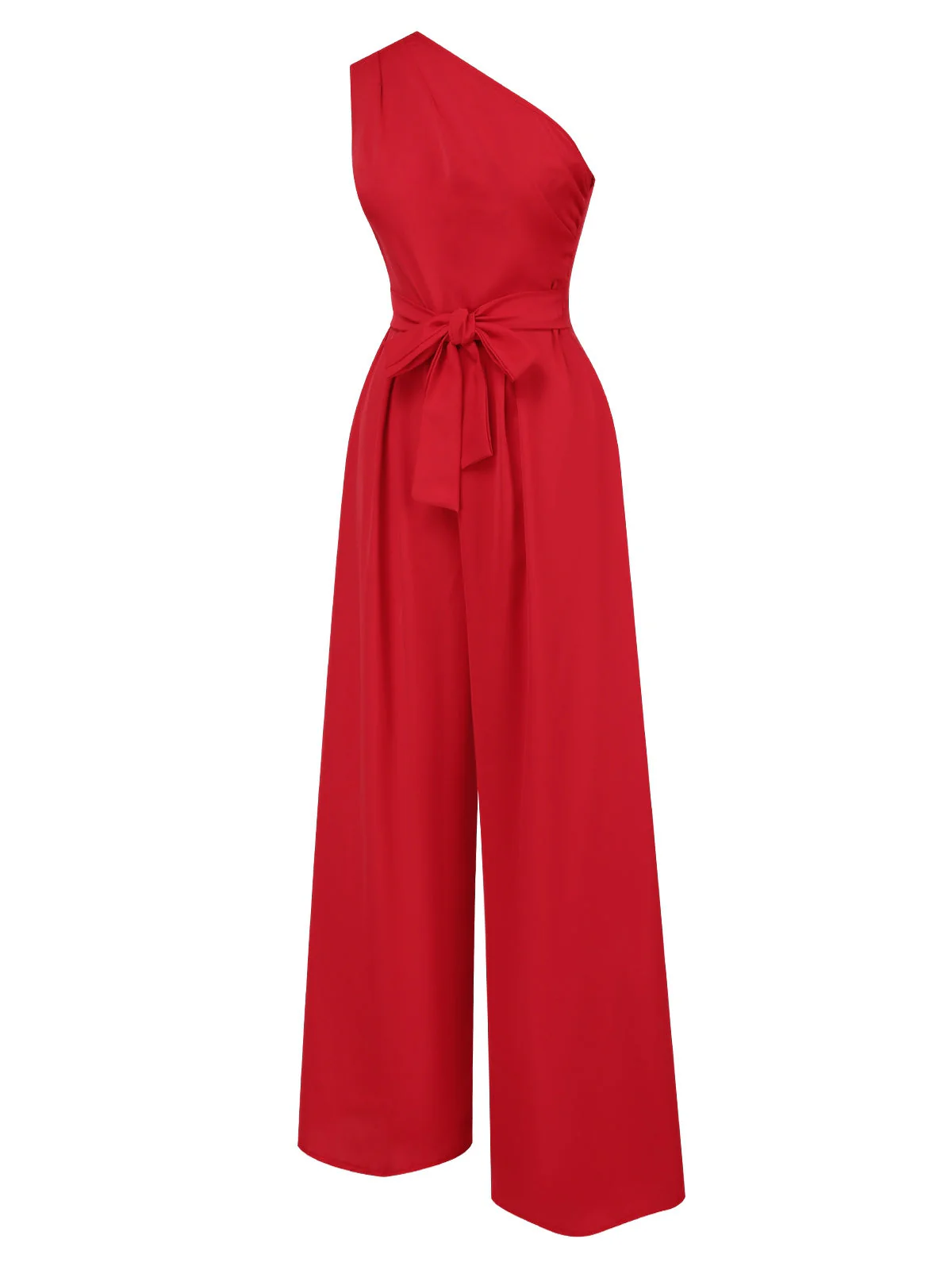 1930er Eine Schulter Solide Binden Jumpsuit - Image 2