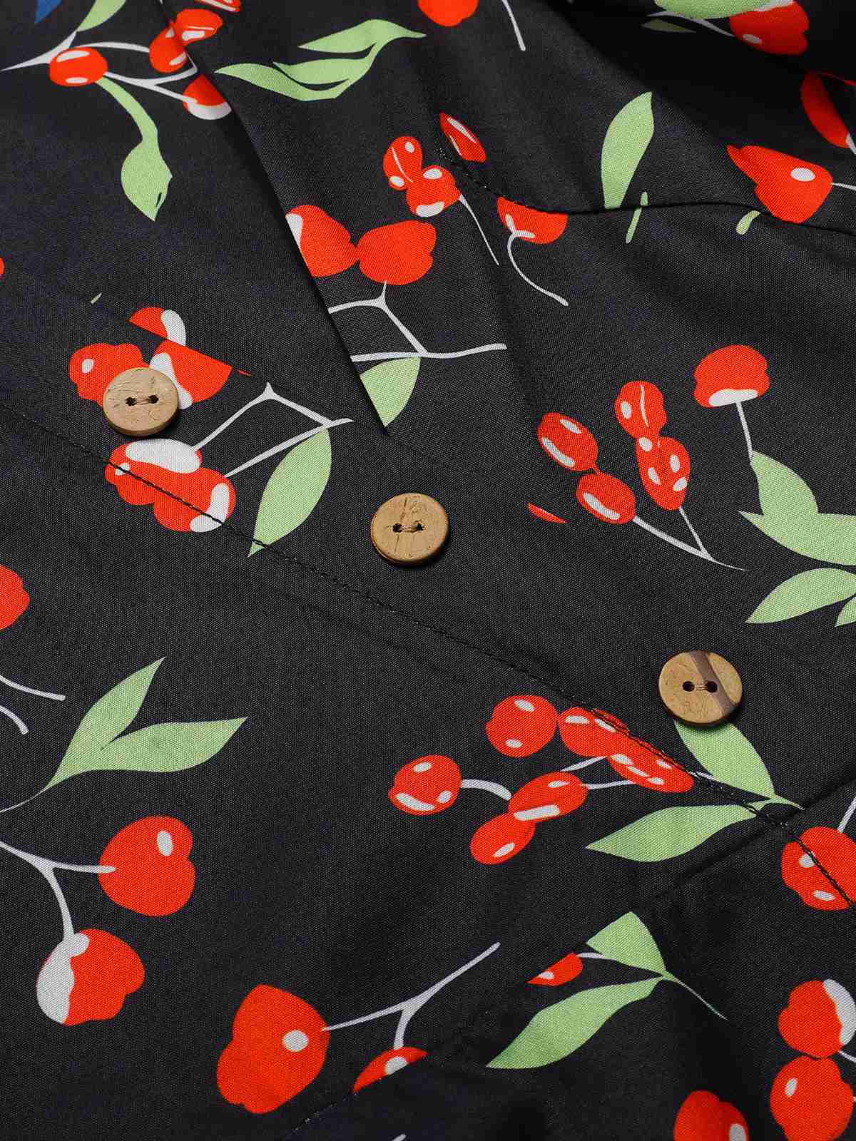 Schwarz 1930er Geblümtes V-Ausschnitt Knopfkleid - Image 6