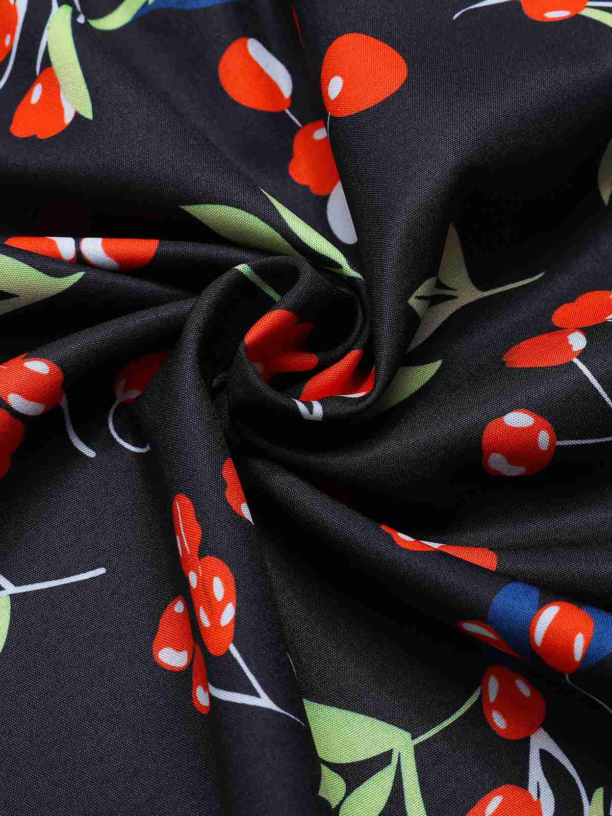 Schwarz 1930er Geblümtes V-Ausschnitt Knopfkleid - Image 7